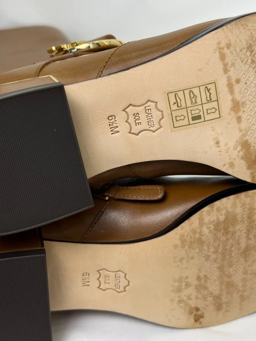 NEW Tory Burch Sofia Riding Boots Camel Leather Gold Buckle Knee High Size 6.5